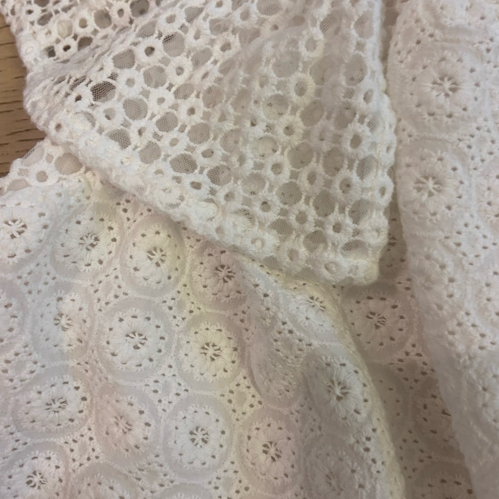 REBECCA MINKOFF Cotton Eyelet Off The Shoulder Top Small White Ruffle NWOT - Picture 5 of 10